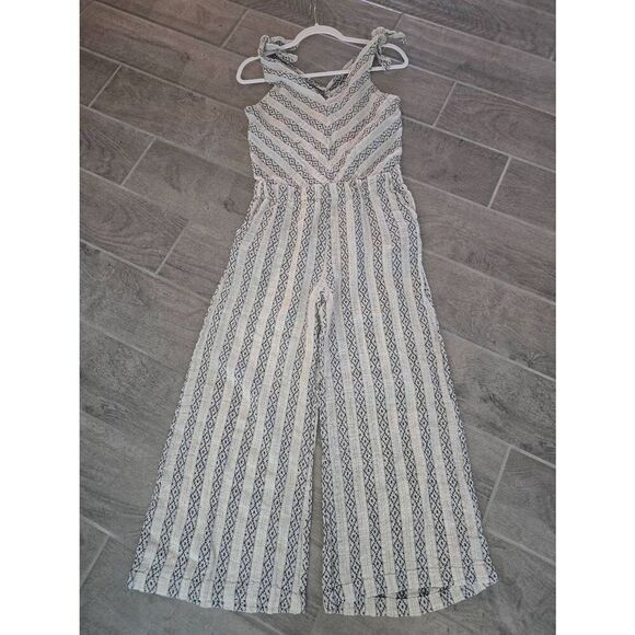 Women's 4OUR Dreamers Linen‎ Blend Romper Off White Beige Gold Black Boho Stripe - Picture 1 of 11